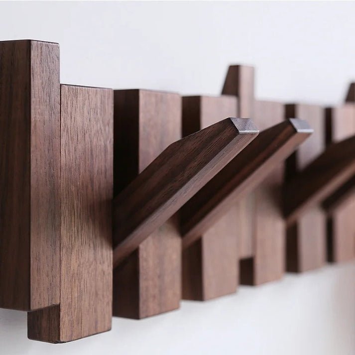 Teclara | Perchero de Pared de Madera con Diseño de Teclas - StilfulltHome decor7S0C41KE4 ganchos (34x18x5.5cm)Madera de nogalTeclara | Perchero de Pared de Madera con Diseño de Teclas