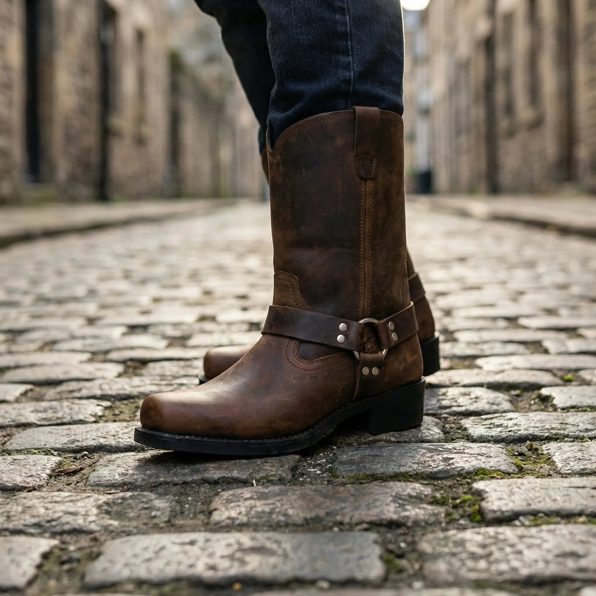 Thaddeus | Botas Camperas Vintage con Arnés - StilfulltMen's shoesSKU_1781551223110_879Negro obsidiana40Thaddeus | Botas Camperas Vintage con Arnés