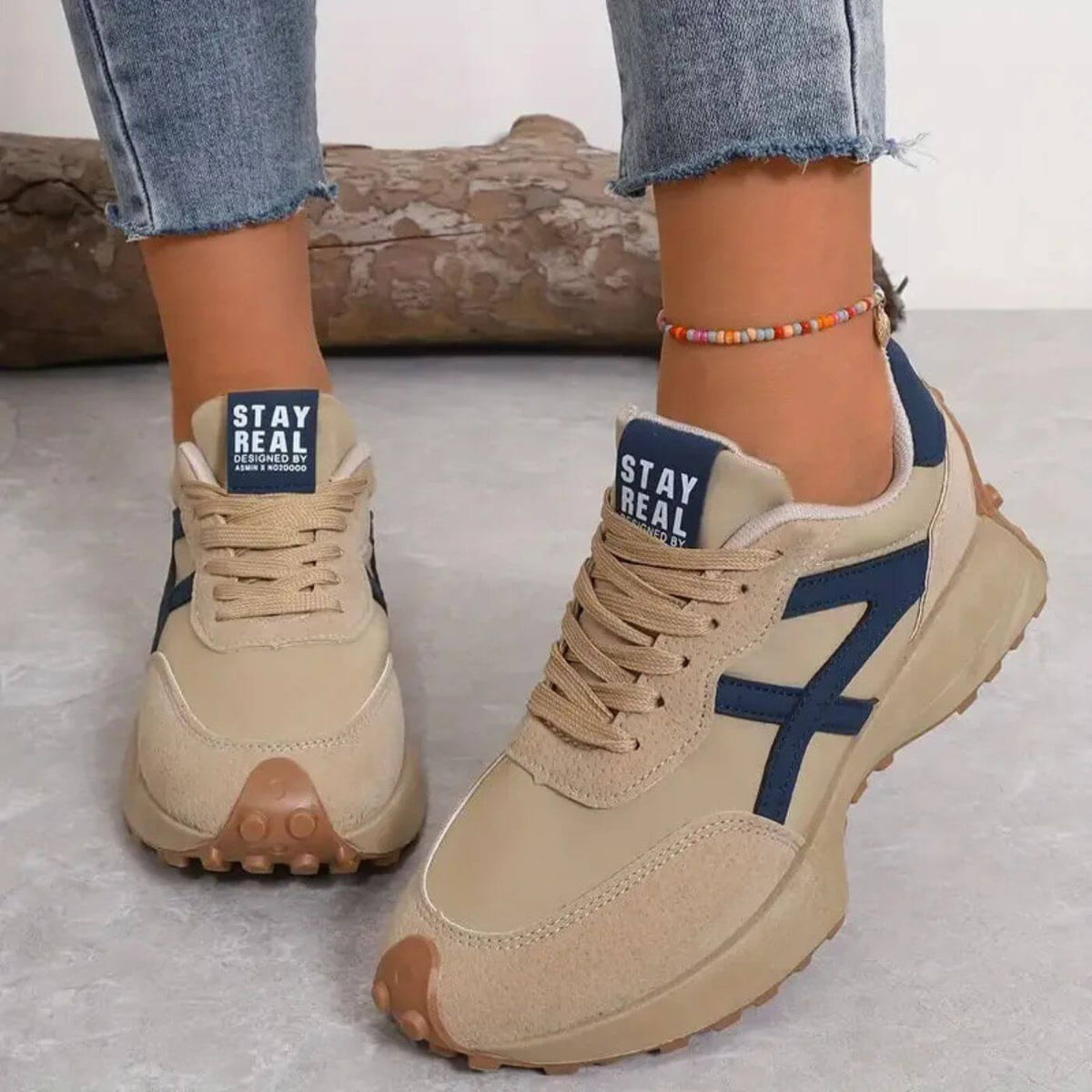 Thalia | Zapatillas Retro de Suela Dentada - StilfulltWomen's shoesBeige35Thalia | Zapatillas Retro de Suela Dentada