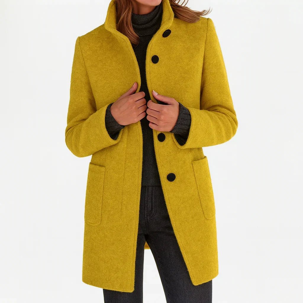 Thea | Abrigo de Lana Recto con Cuello Alto - StilfulltWomen's jacketsAmarilloSThea | Abrigo de Lana Recto con Cuello Alto