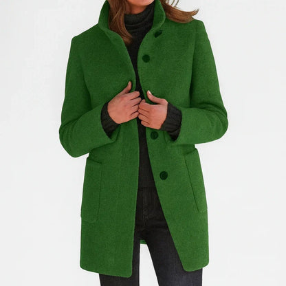 Thea | Abrigo de Lana Recto con Cuello Alto - StilfulltWomen's jacketsVerdeSThea | Abrigo de Lana Recto con Cuello Alto