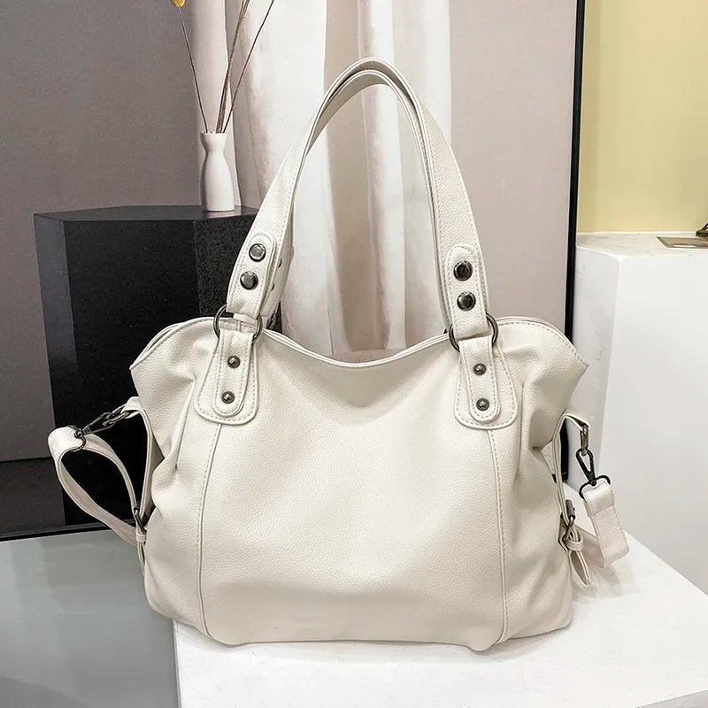 Thea | Bolso Tote de Piel Vegana con Bandolera - StilfulltWomen's handbagsDBAD5-KY705001CremaThea | Bolso Tote de Piel Vegana con Bandolera