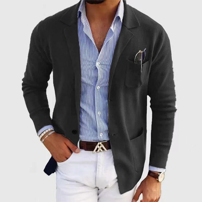 Tomás | Americana Casual de Hombre con Bolsillos de Parche - StilfulltMen's suitsA3F6TLDENegroMTomás | Americana Casual de Hombre con Bolsillos de Parche