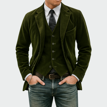 Étienne | Conjunto de Blazer y Chaleco de Pana Entallado