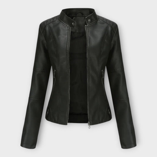 Vasilisa | Chaqueta Efecto Piel Entallada con Cuello Mao - StilfulltWomen's jacketsNegroXSVasilisa | Chaqueta Efecto Piel Entallada con Cuello Mao