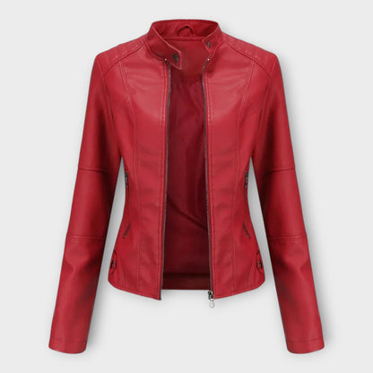 Vasilisa | Chaqueta Efecto Piel Entallada con Cuello Mao - StilfulltWomen's jacketsRojoXSVasilisa | Chaqueta Efecto Piel Entallada con Cuello Mao