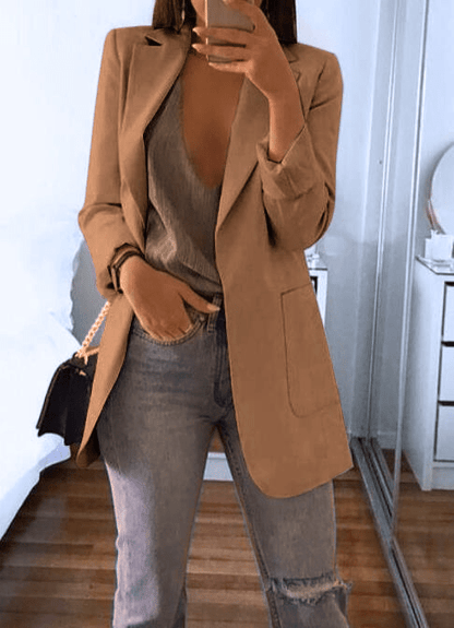 Vera | Blazer de Mujer Abierto con Bolsillos de Parche - StilfulltWomen's jacketsMarrónSVera | Blazer de Mujer Abierto con Bolsillos de Parche