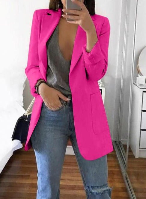 Vera | Blazer de Mujer Abierto con Bolsillos de Parche - StilfulltWomen's jacketsRosa oscuroSVera | Blazer de Mujer Abierto con Bolsillos de Parche