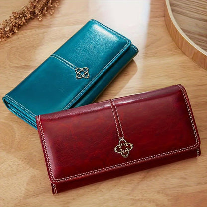 Verena | Cartera Alargada de Piel Satinada - StilfulltWomen's walletsAzulVerena | Cartera Alargada de Piel Satinada
