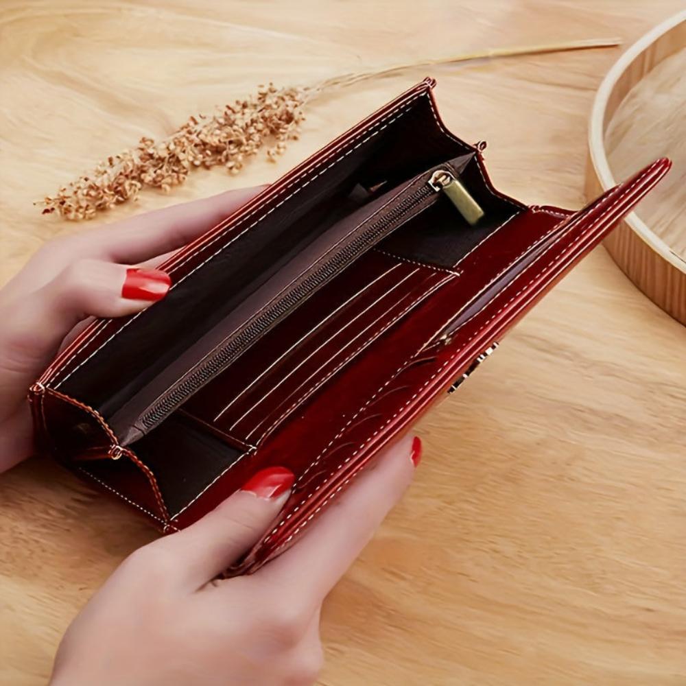 Verena | Cartera Alargada de Piel Satinada - StilfulltWomen's walletsAzulVerena | Cartera Alargada de Piel Satinada