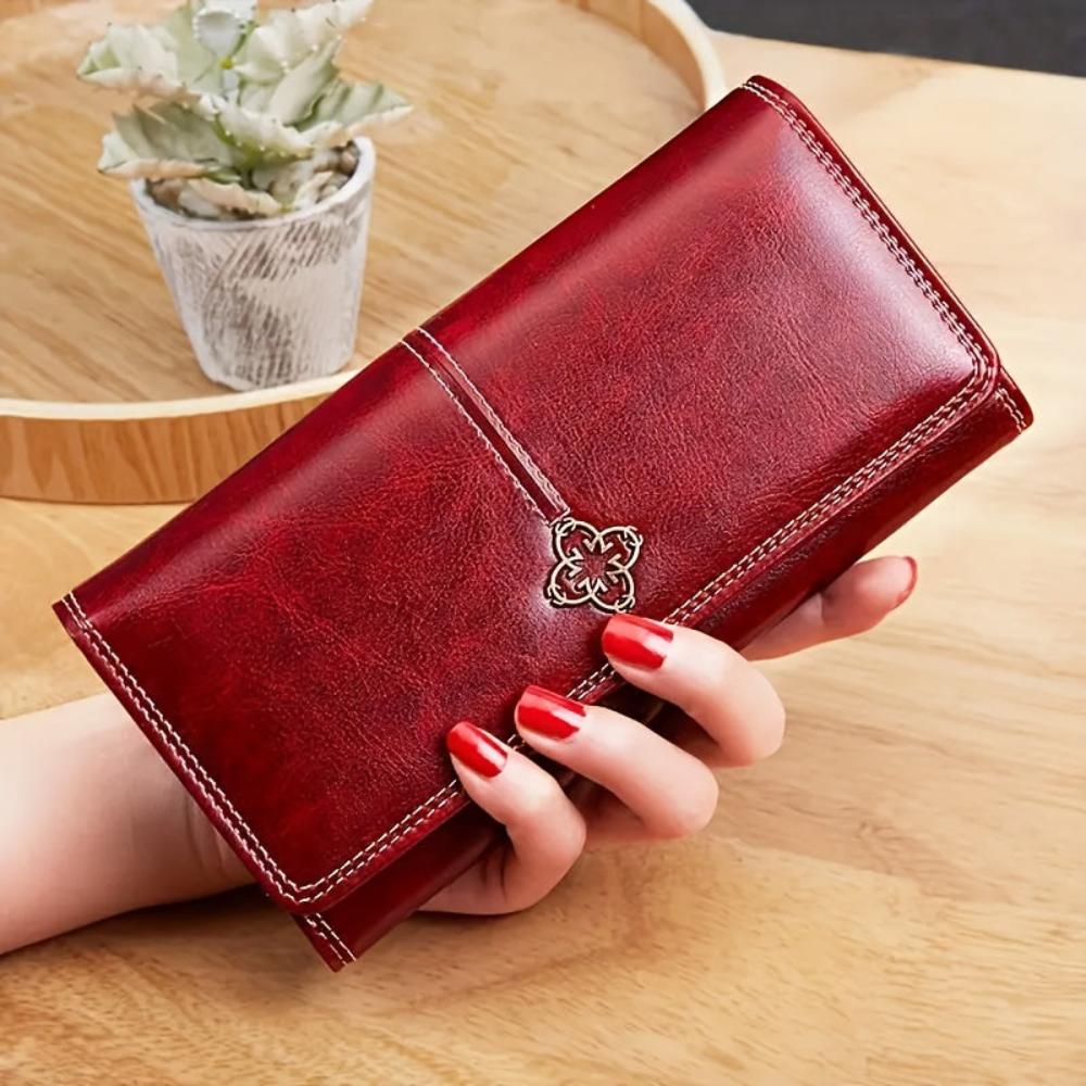Verena | Cartera Alargada de Piel Satinada - StilfulltWomen's walletsAzulVerena | Cartera Alargada de Piel Satinada