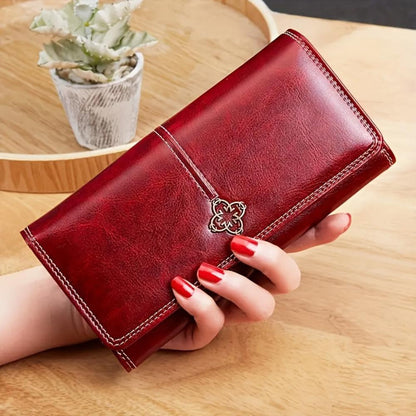Verena | Cartera Alargada de Piel Satinada - StilfulltWomen's walletsAzulVerena | Cartera Alargada de Piel Satinada