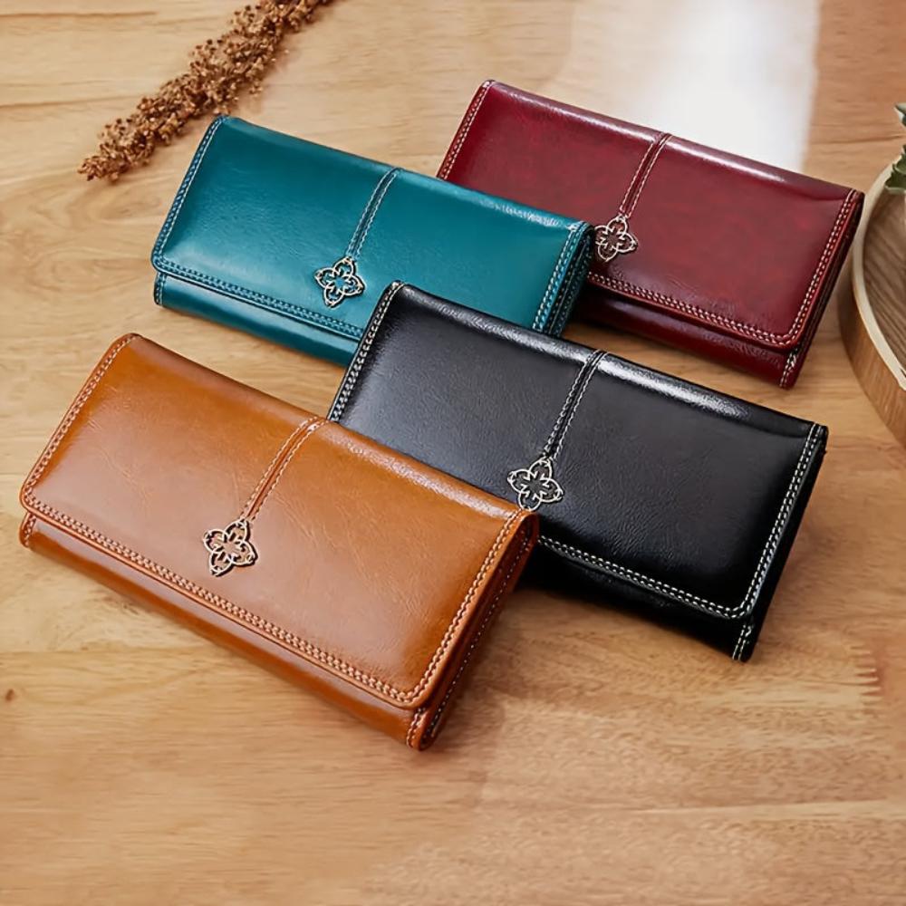 Verena | Cartera Alargada de Piel Satinada - StilfulltWomen's walletsAzulVerena | Cartera Alargada de Piel Satinada