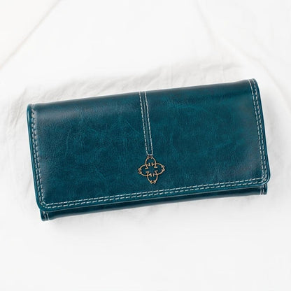 Verena | Cartera Alargada de Piel Satinada - StilfulltWomen's walletsAzulVerena | Cartera Alargada de Piel Satinada