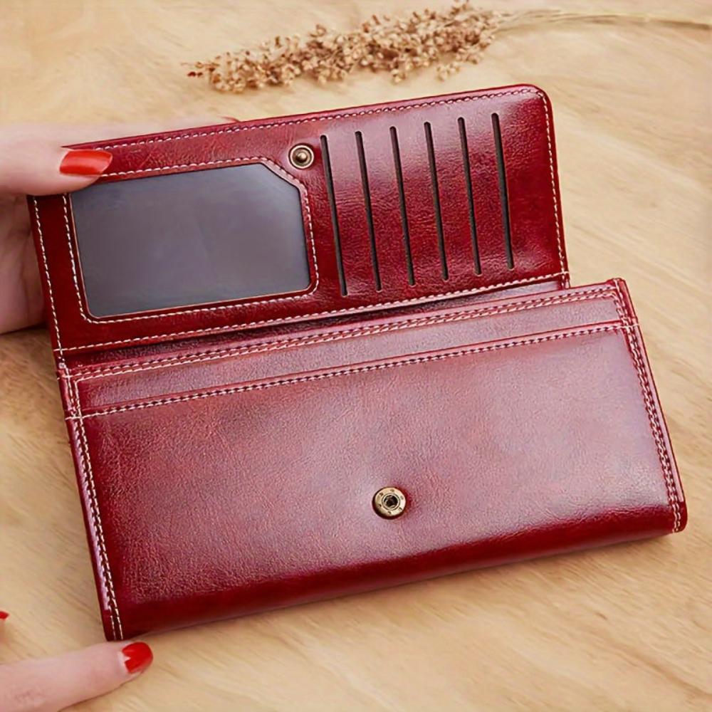 Verena | Cartera Alargada de Piel Satinada - StilfulltWomen's walletsAzulVerena | Cartera Alargada de Piel Satinada