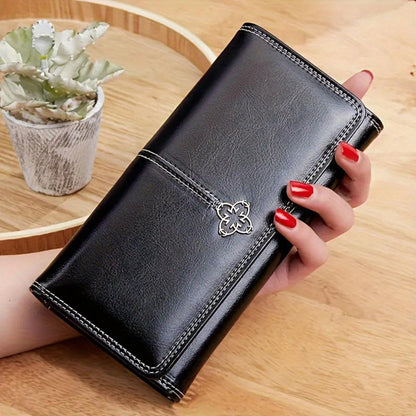 Verena | Cartera Alargada de Piel Satinada - StilfulltWomen's walletsNegroVerena | Cartera Alargada de Piel Satinada