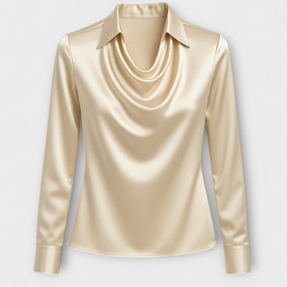 Verity | Blusa de Satén con Cuello y Escote Drapeado - StilfulltWomen's blousesFloral blancoXSVerity | Blusa de Satén con Cuello y Escote Drapeado