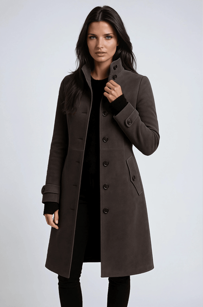 Vibeke | Lang Varm Vintertrenchcoat med Høj Krave - StilfulltWomen's jacketsSKU_1758221774646_809MørkegråSVibeke | Lang Varm Vintertrenchcoat med Høj Krave
