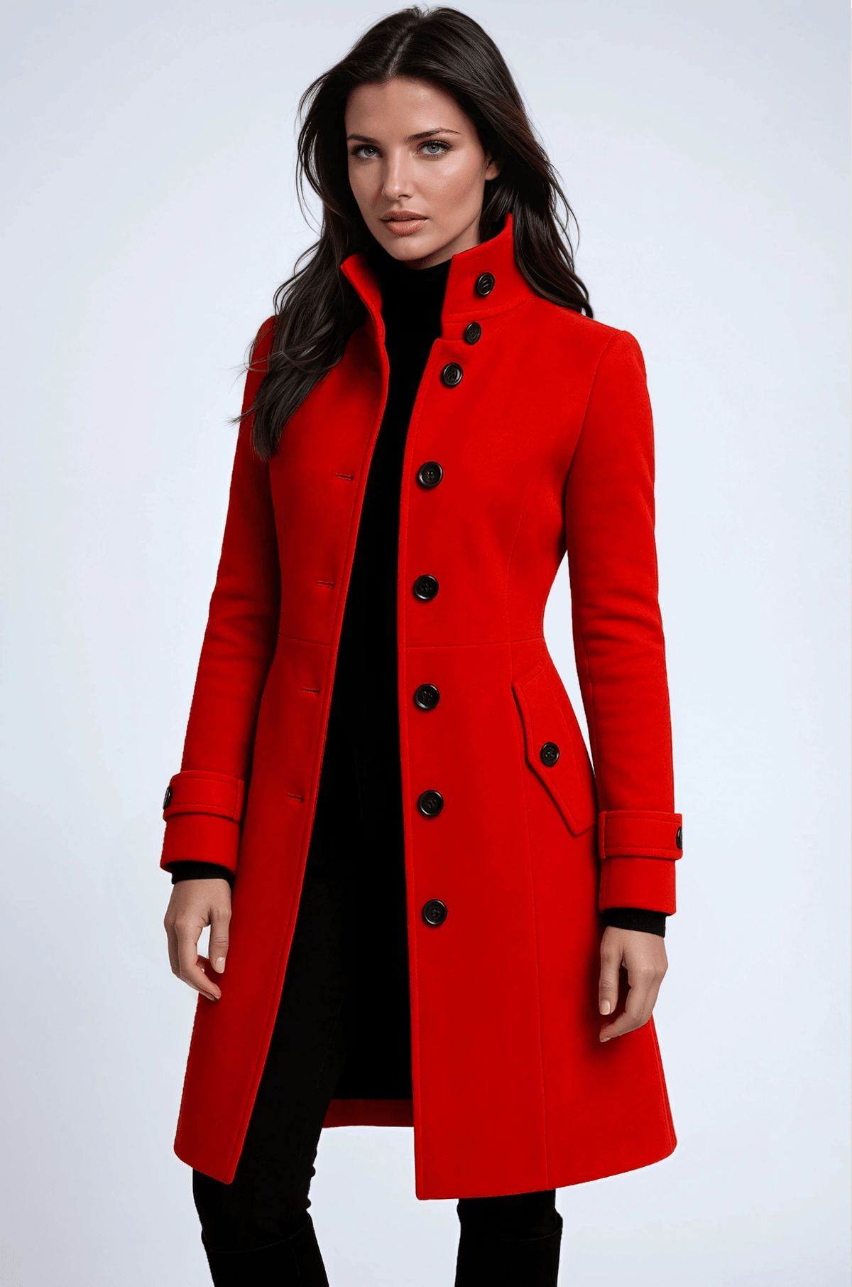Vibeke | Lang Varm Vintertrenchcoat med Høj Krave - StilfulltWomen's jacketsSKU_1758221774646_836RødSVibeke | Lang Varm Vintertrenchcoat med Høj Krave