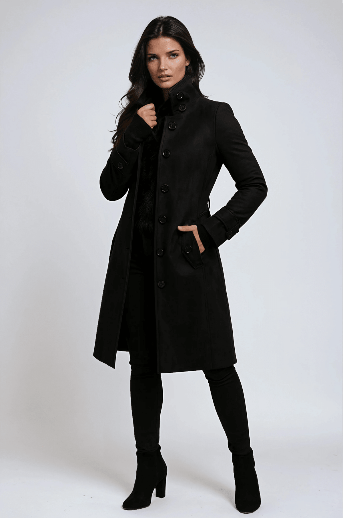 Vibeke | Lang Varm Vintertrenchcoat med Høj Krave - StilfulltWomen's jacketsSKU_1758221774646_665SortSVibeke | Lang Varm Vintertrenchcoat med Høj Krave