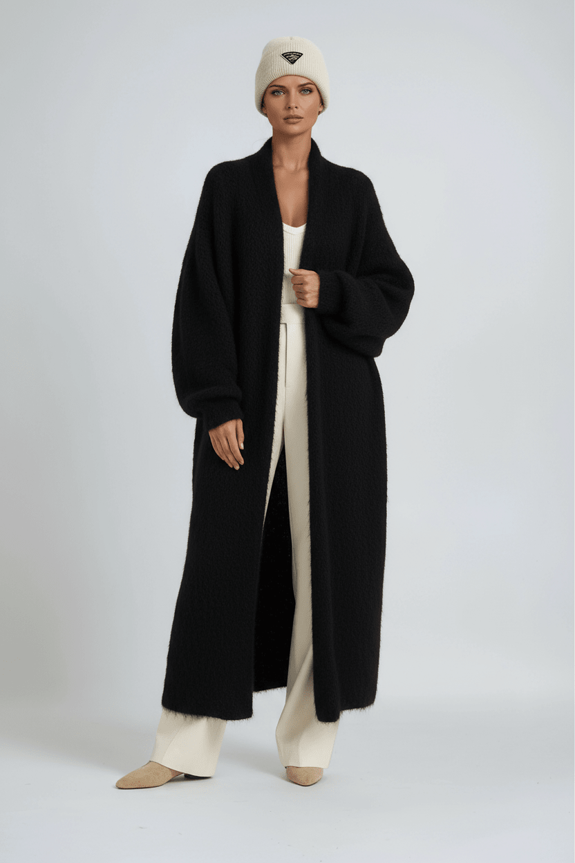 Vigga | Lang Oversized Strikcardigan - StilfulltWomen's vestsSKU_1756158228260_724KhakiOne sizeVigga | Lang Oversized Strikcardigan