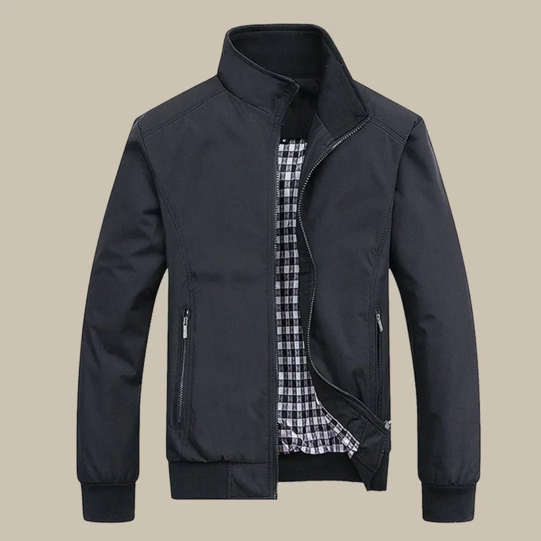 Viggo | Let Minimalistisk Overgangsjakke med Høj Krave - StilfulltMen's jacketsSKU_1785738421162_495SortSViggo | Let Minimalistisk Overgangsjakke med Høj Krave