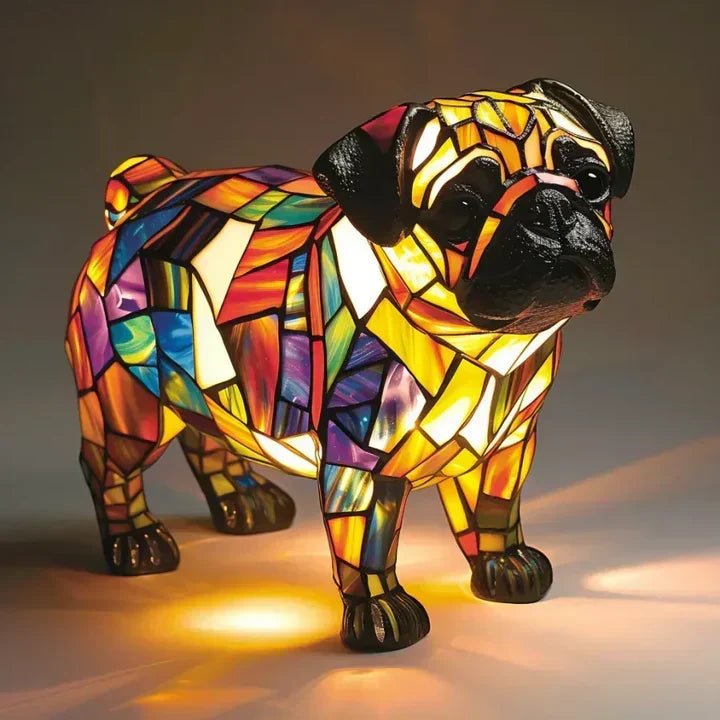 Vitrino | Lámpara Decorativa de Perro Estilo Vitral - StilfulltTable lampsLUMIDOGHON-MOPSH-QSL4CarlinoVitrino | Lámpara Decorativa de Perro Estilo Vitral