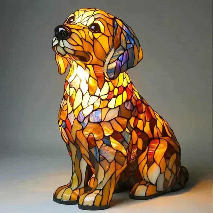 Vitrino | Lámpara Decorativa de Perro Estilo Vitral - StilfulltTable lampsLUMIDOGHON-GOLDE-Q3DJGolden RetrieverVitrino | Lámpara Decorativa de Perro Estilo Vitral