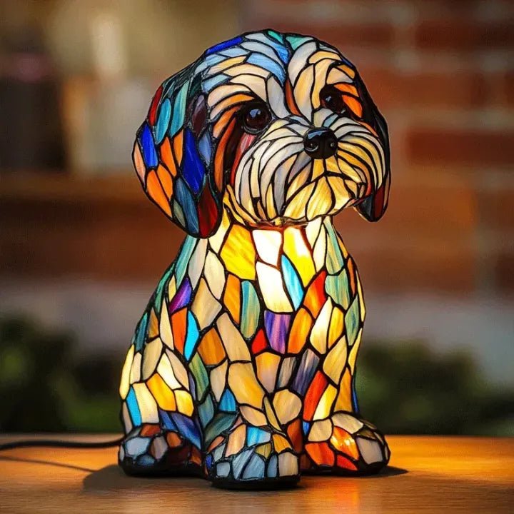 Vitrino | Lámpara Decorativa de Perro Estilo Vitral - StilfulltTable lampsLUMIDOGHON-MALTE-G2Z9MaltésVitrino | Lámpara Decorativa de Perro Estilo Vitral