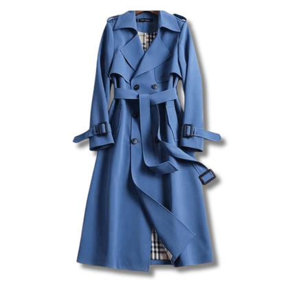 Vittoria | Gabardina Larga Cruzada con Cinturón - StilfulltWomen's jacketsAzulXSVittoria | Gabardina Larga Cruzada con Cinturón