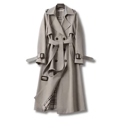 Vittoria | Gabardina Larga Cruzada con Cinturón - StilfulltWomen's jacketsGrisXSVittoria | Gabardina Larga Cruzada con Cinturón