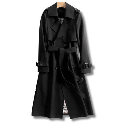 Vittoria | Gabardina Larga Cruzada con Cinturón - StilfulltWomen's jacketsNegroXSVittoria | Gabardina Larga Cruzada con Cinturón