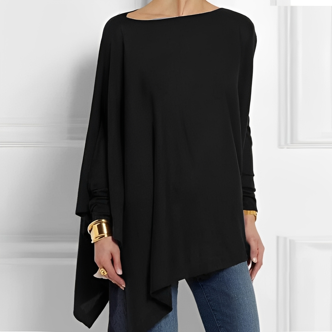 Amalia | Blusa Oversize de Manga Larga con Bajo Asimétrico