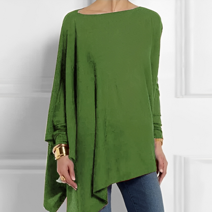 Amalia | Blusa Oversize de Manga Larga con Bajo Asimétrico