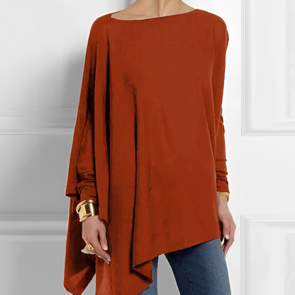 Amalia | Blusa Oversize de Manga Larga con Bajo Asimétrico