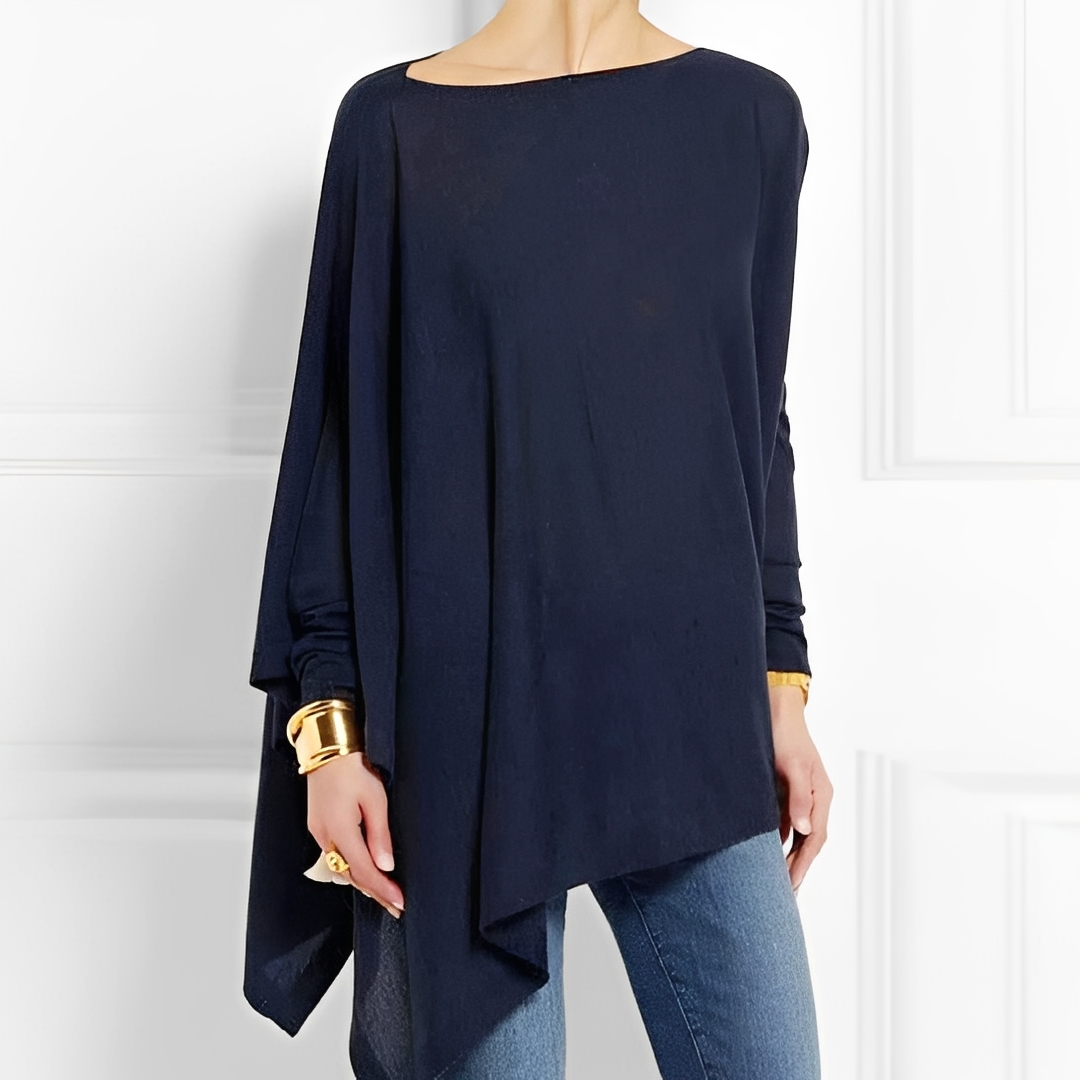 Amalia | Blusa Oversize de Manga Larga con Bajo Asimétrico