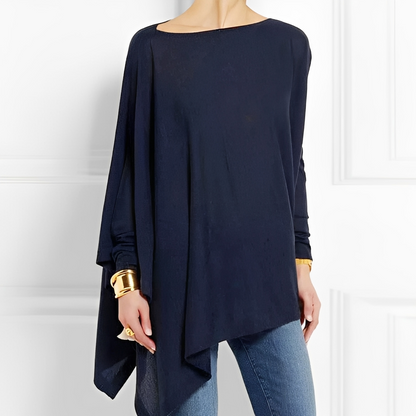 Amalia | Blusa Oversize de Manga Larga con Bajo Asimétrico