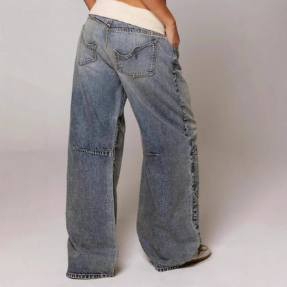 Wren | Vaqueros Baggy de Pierna Ancha con Costuras Curvas - StilfulltWomen's pantsSWren | Vaqueros Baggy de Pierna Ancha con Costuras Curvas