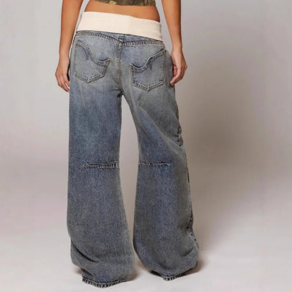 Wren | Vaqueros Baggy de Pierna Ancha con Costuras Curvas - StilfulltWomen's pantsSWren | Vaqueros Baggy de Pierna Ancha con Costuras Curvas