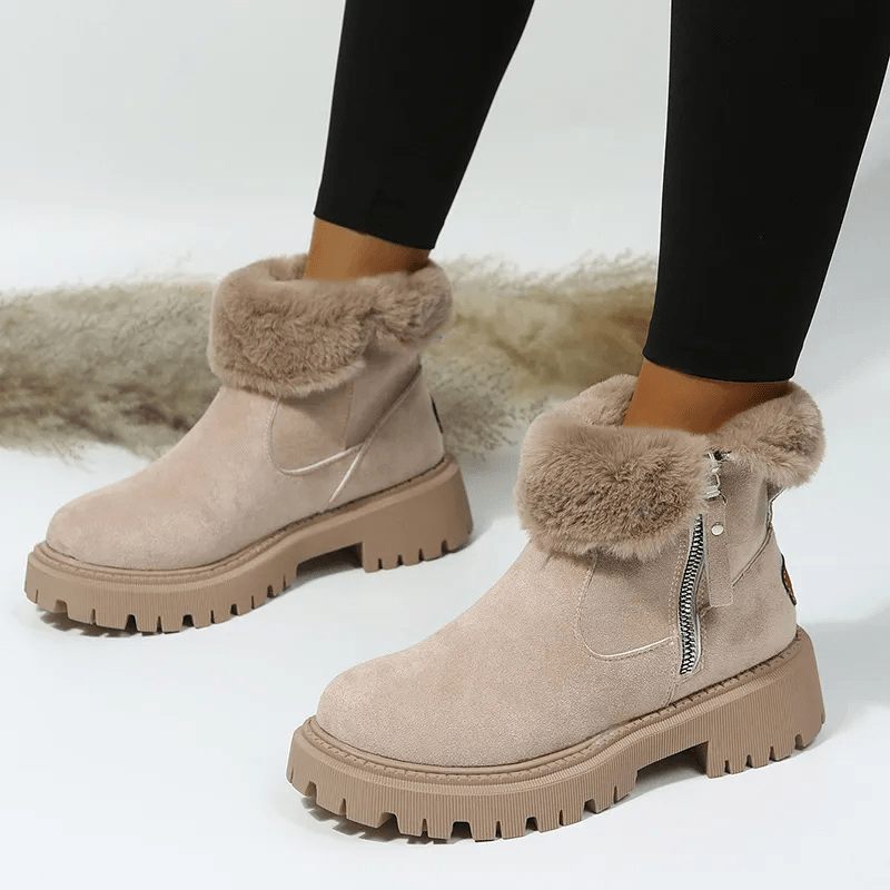 Wynter | Botines de Ante con Vuelta de Pelo - StilfulltWomen's shoesCaqui36Wynter | Botines de Ante con Vuelta de Pelo