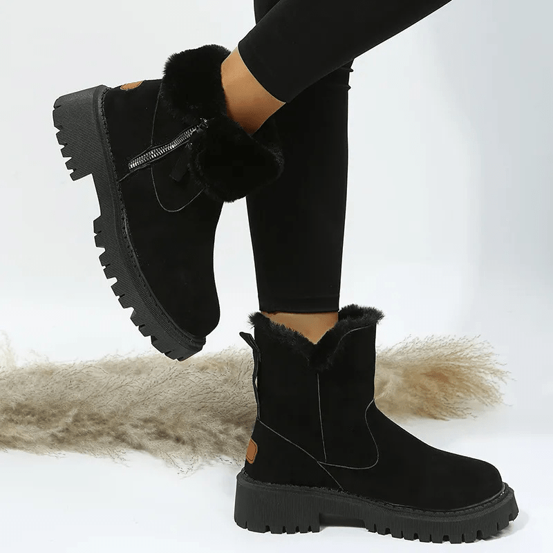 Wynter | Botines de Ante con Vuelta de Pelo - StilfulltWomen's shoesMarrón36Wynter | Botines de Ante con Vuelta de Pelo