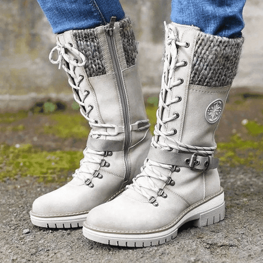 Ysolde | Botas Militares de Caña Alta con Cordones - StilfulltWomen's shoesGris36Ysolde | Botas Militares de Caña Alta con Cordones