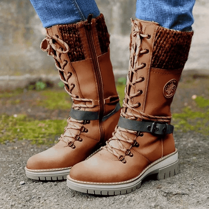 Ysolde | Botas Militares de Caña Alta con Cordones - StilfulltWomen's shoesMarrón36Ysolde | Botas Militares de Caña Alta con Cordones