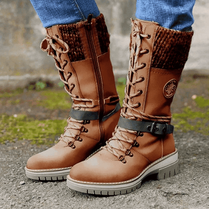 Ysolde | Botas Militares de Caña Alta con Cordones - StilfulltWomen's shoesMarrón36Ysolde | Botas Militares de Caña Alta con Cordones