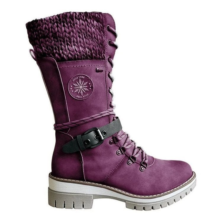Ysolde | Botas Militares de Caña Alta con Cordones - StilfulltWomen's shoesMorado36Ysolde | Botas Militares de Caña Alta con Cordones