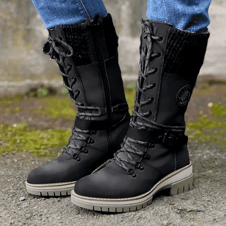 Ysolde | Botas Militares de Caña Alta con Cordones - StilfulltWomen's shoesNegro36Ysolde | Botas Militares de Caña Alta con Cordones