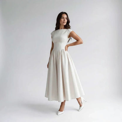 Everly | Vestido Midi Entallado con Vuelo