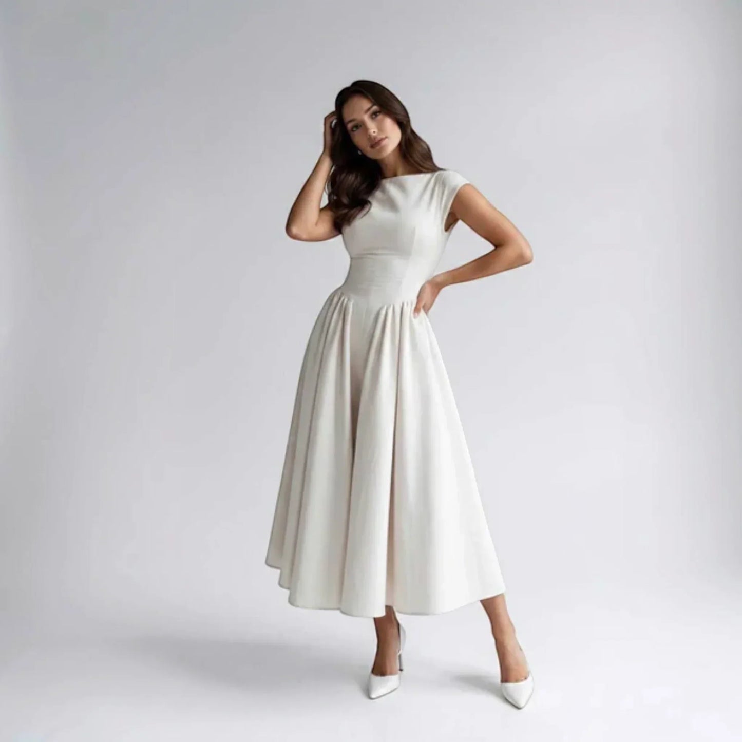 Everly | Vestido Midi Entallado con Vuelo