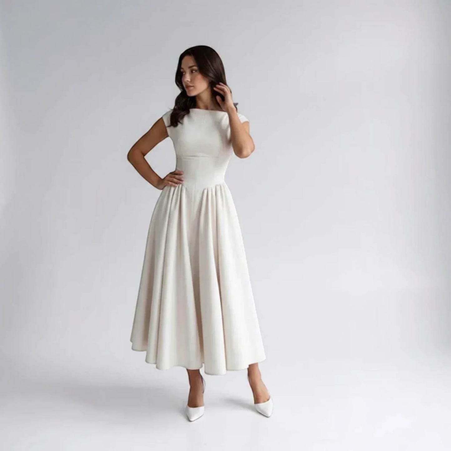 Everly | Vestido Midi Entallado con Vuelo